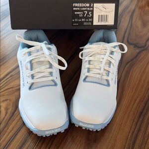 Women's Sqairz White and Light Blue Golf Shoes